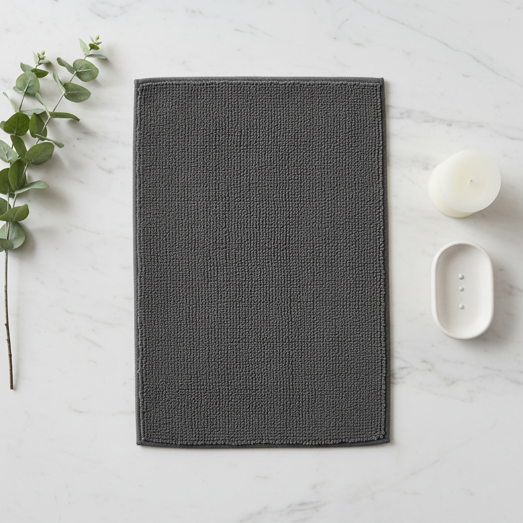 Dark Grey Bath Rug – Flat Lay
