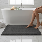 Dark Grey Turkish Cotton Bath Rug Lifestyle