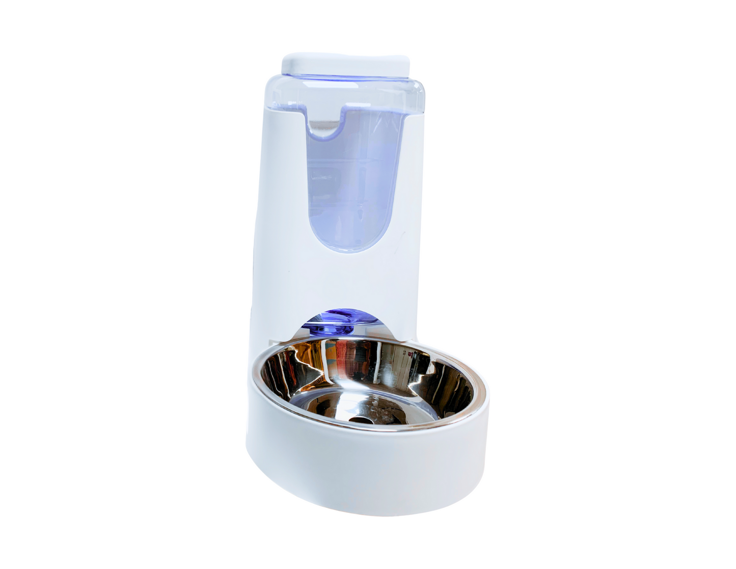 Pet Feeder - Food And Water Automatic Pull Dispenser for Dogs Cats Buuny etc., 100% BPA-Free, Gravity Refill, Easily Clean, Color: White &  Blue [Sold as Set or Single 1 Piece]