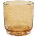 "Amber bubbled glass drinking cup 12 oz handcrafted artisan glassware"

