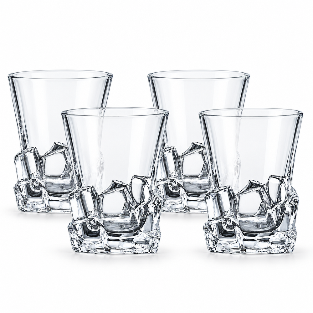 Lead-Free Fractured Ice Whiskey Glasses | Set of 4