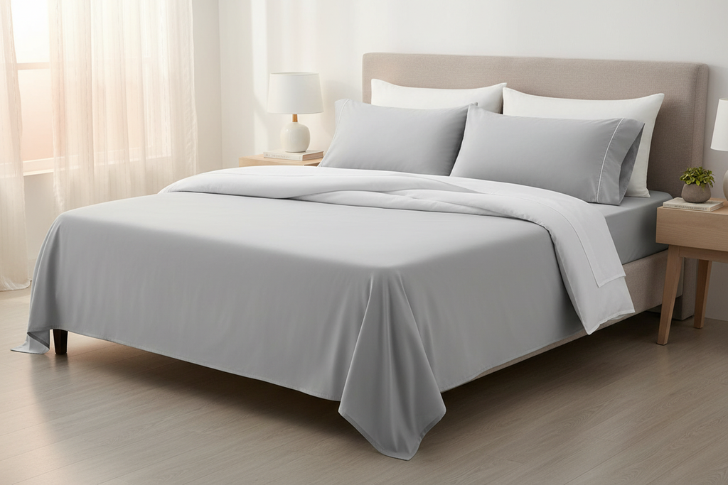 Grey Microfiber Sheet Set - Bedroom Lifestyle