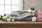 Light Grey King Sheet Set - Flat Lay with Flowers