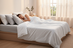 Light Grey King Sheet Set - Woman Sleeping