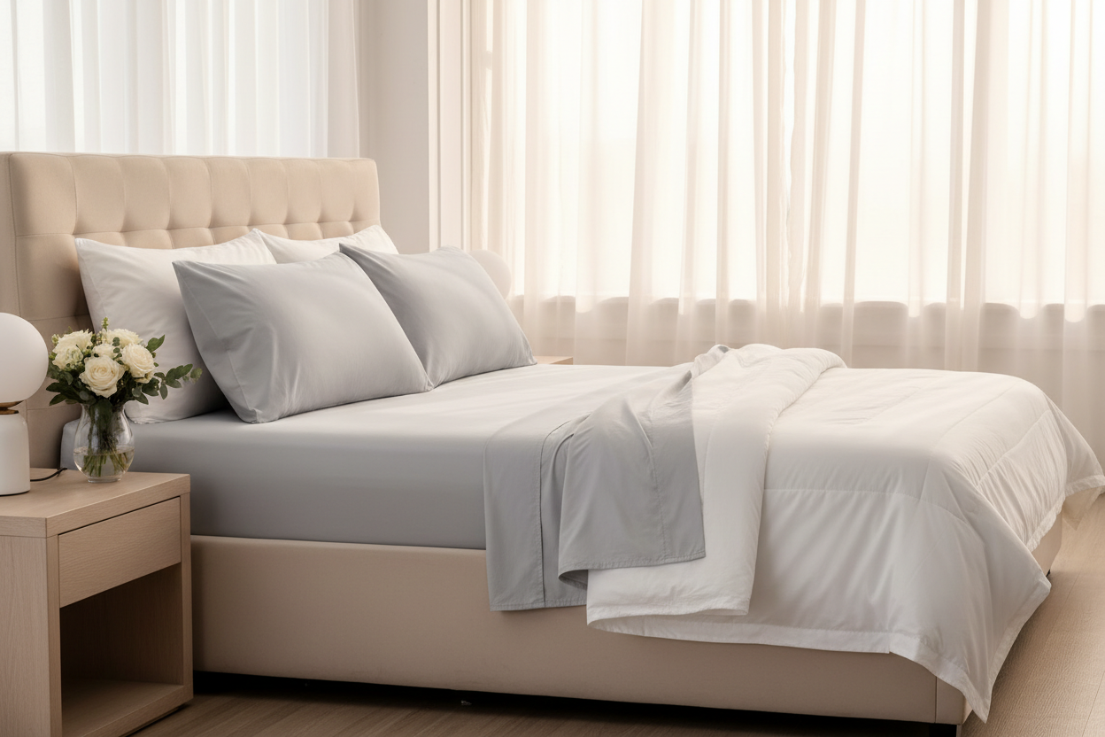 Light Grey King Sheet Set - Bedroom Lifestyle