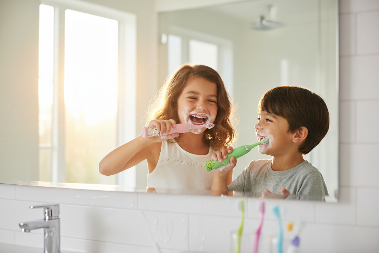 Kids Electric Toothbrush - Siblings Brushing