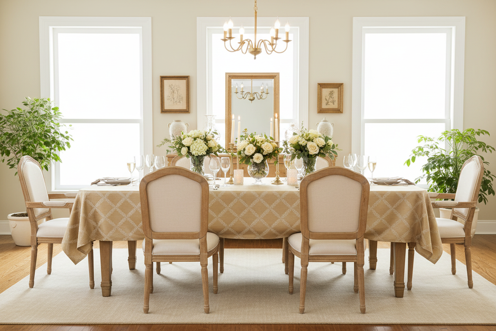 Lenox Laurel Leaf Tablecloth - Bright Entertainment Scene