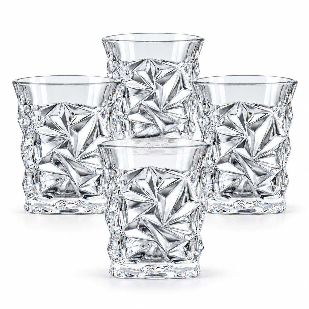 Lead-Free Faceted Whiskey Glasses | Set of 4