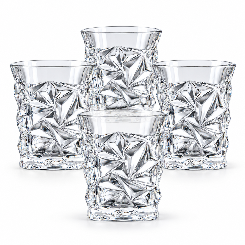 Lead-Free Faceted Whiskey Glasses | Set of 4