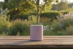 Mauve Food Jar on Outdoor Wooden Table