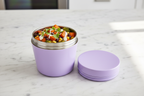 Mauve Food Jar Open with Hot Meal
