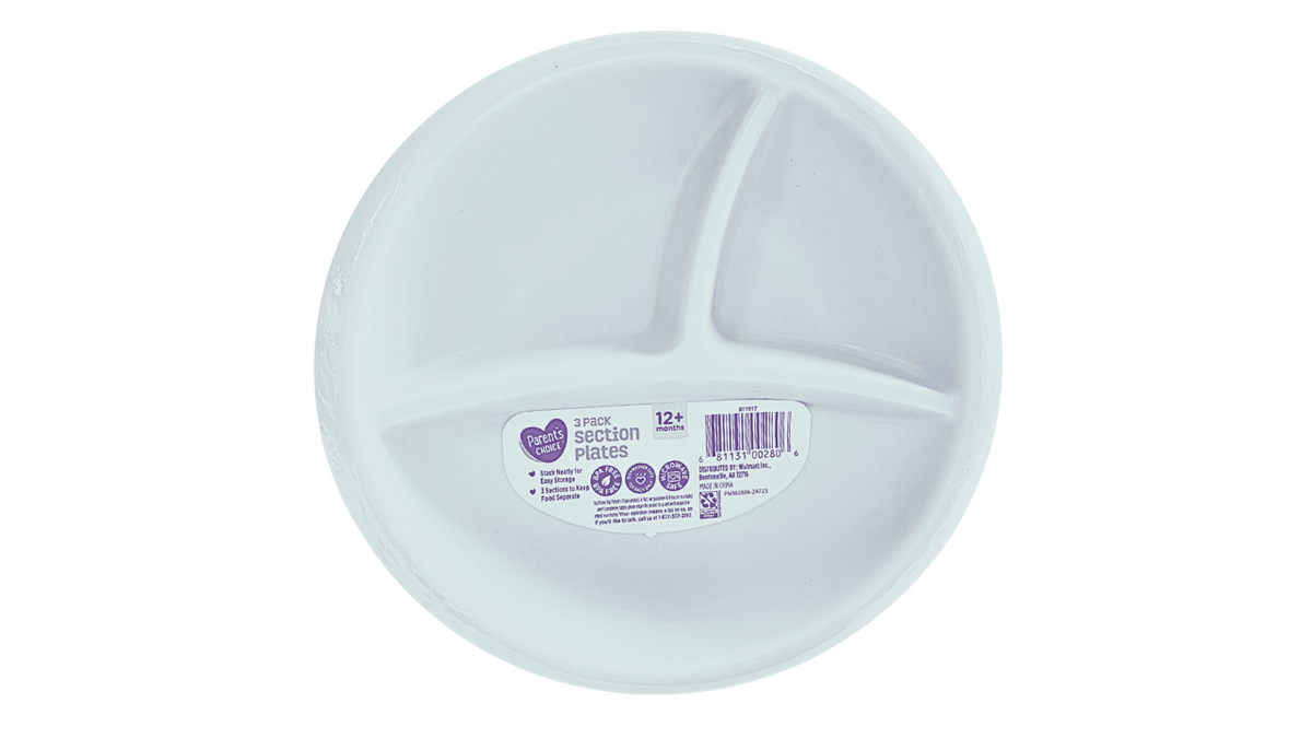 3-Pack 3-Section Baby Suction Plates | BPA-Free Silicone | Non-Slip | Lids Included | Microwave & Dishwasher Safe