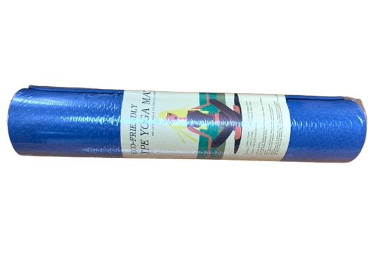 Yoga Mat Wide Non-Slip Fitness Pad, 6mm thickness, Made from TPE foam, Eco Friendly, Fitness, Exercise or Pilates Mat with Carrying Strap, For Women, Men: Size: 24" x 72" Color: Blue