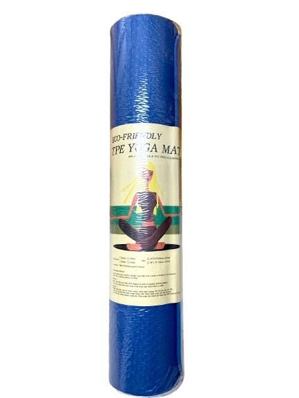 Yoga Mat Wide Non-Slip Fitness Pad, 6mm thickness, Made from TPE foam, Eco Friendly, Fitness, Exercise or Pilates Mat with Carrying Strap, For Women, Men: Size: 24" x 72" Color: Blue