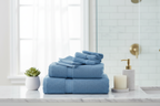 Sky Blue Towel Set on Marble Countertop