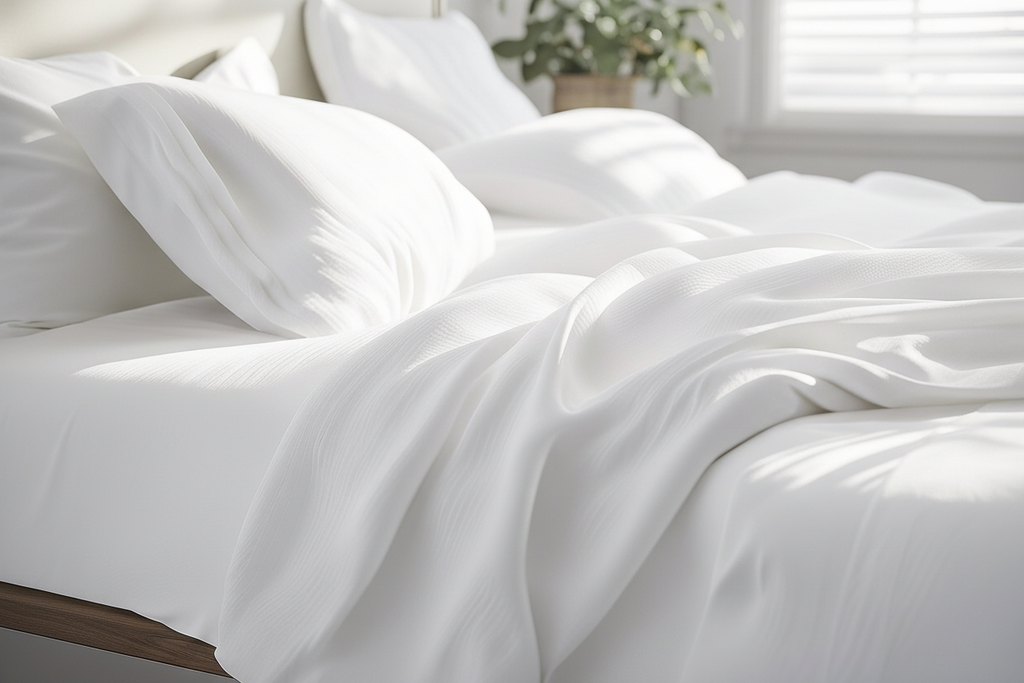 White Bamboo Sheet Fabric Close-Up