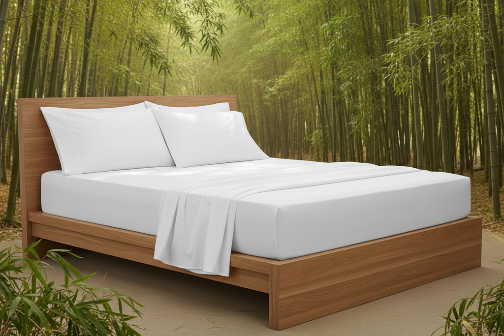 White Bamboo Sheet Set with Bamboo Trees