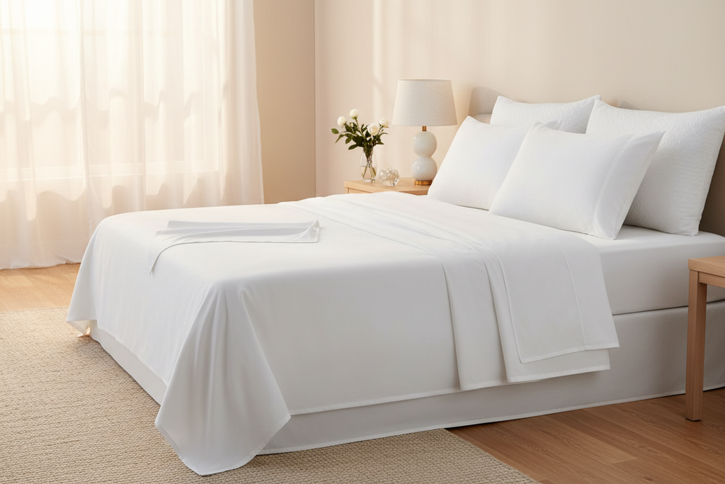 White Microfiber Sheet Set - Bedroom Lifestyle