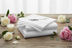 White Microfiber Sheet Set - Wooden Table with Flowers