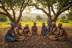 Women Gathering Shea Nuts in Ghana Africa