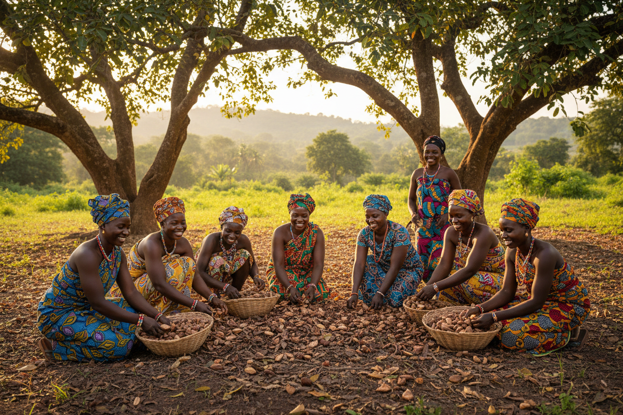 Women Gathering Shea Nuts in Ghana Africa