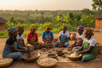 Women Processing Raw Shea Nuts in Ghana Africa