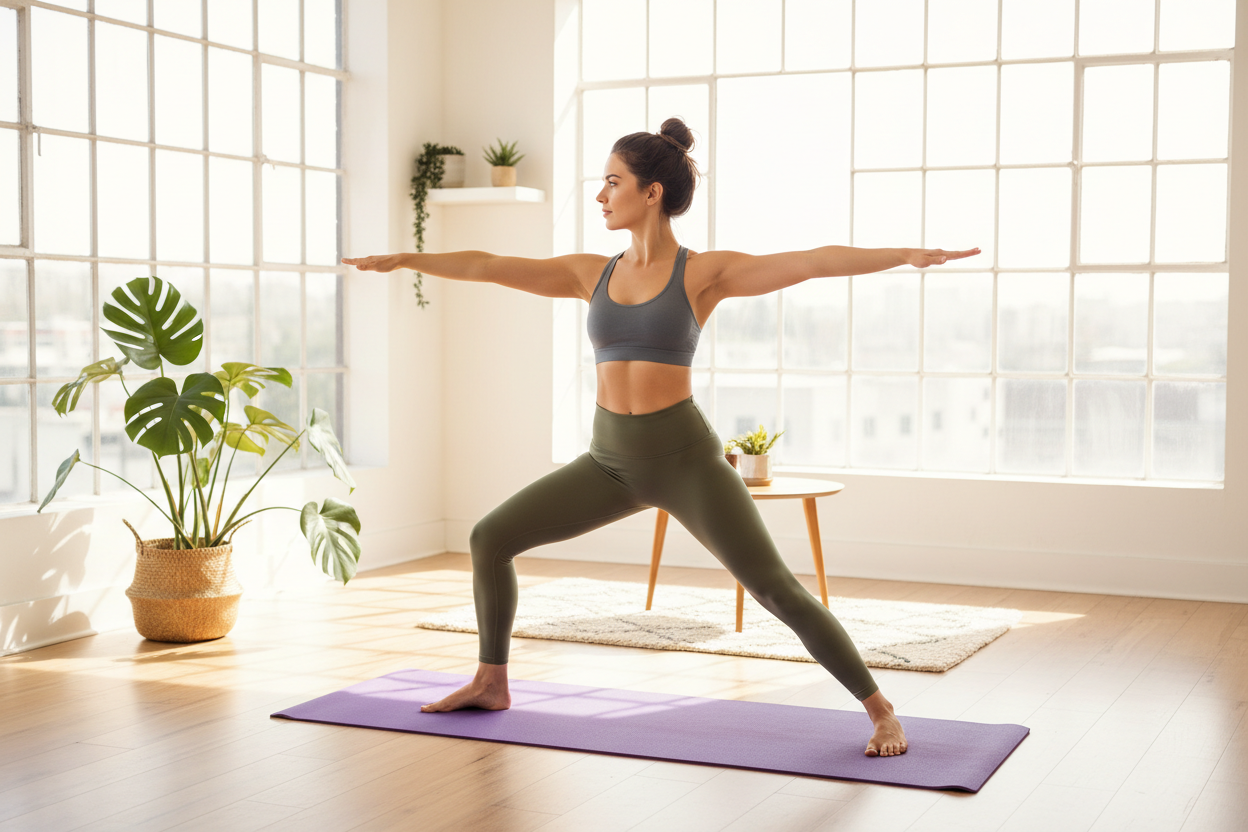 Yoga Mat - Woman in Warrior Pose