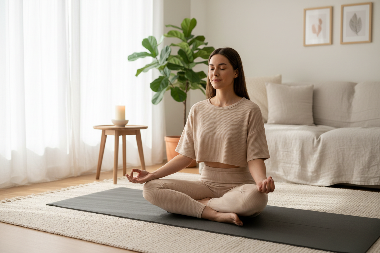 Yoga Mat - Woman Meditating